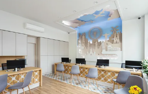 Hospitality lounge interior with curated details